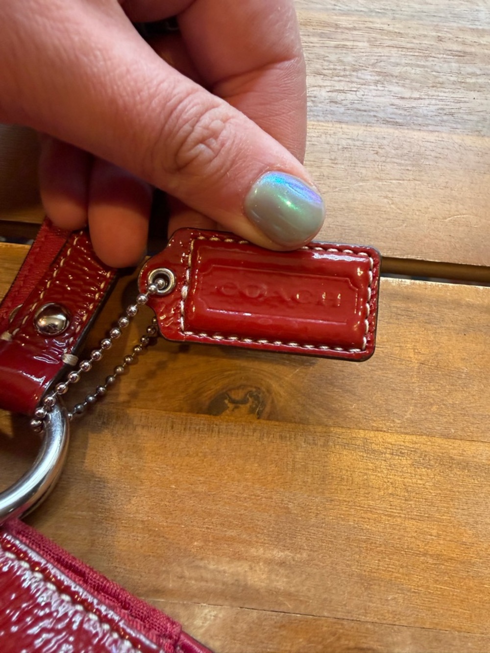 Coach Red Signature Canvas Tote with Patent Leather Trim - Picture 2 of 10